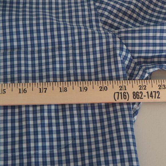 Peter Millar Crown Cotton Blue Plaid Long Sleeve Button Down Shirt Mens Medium - Picture 6 of 9